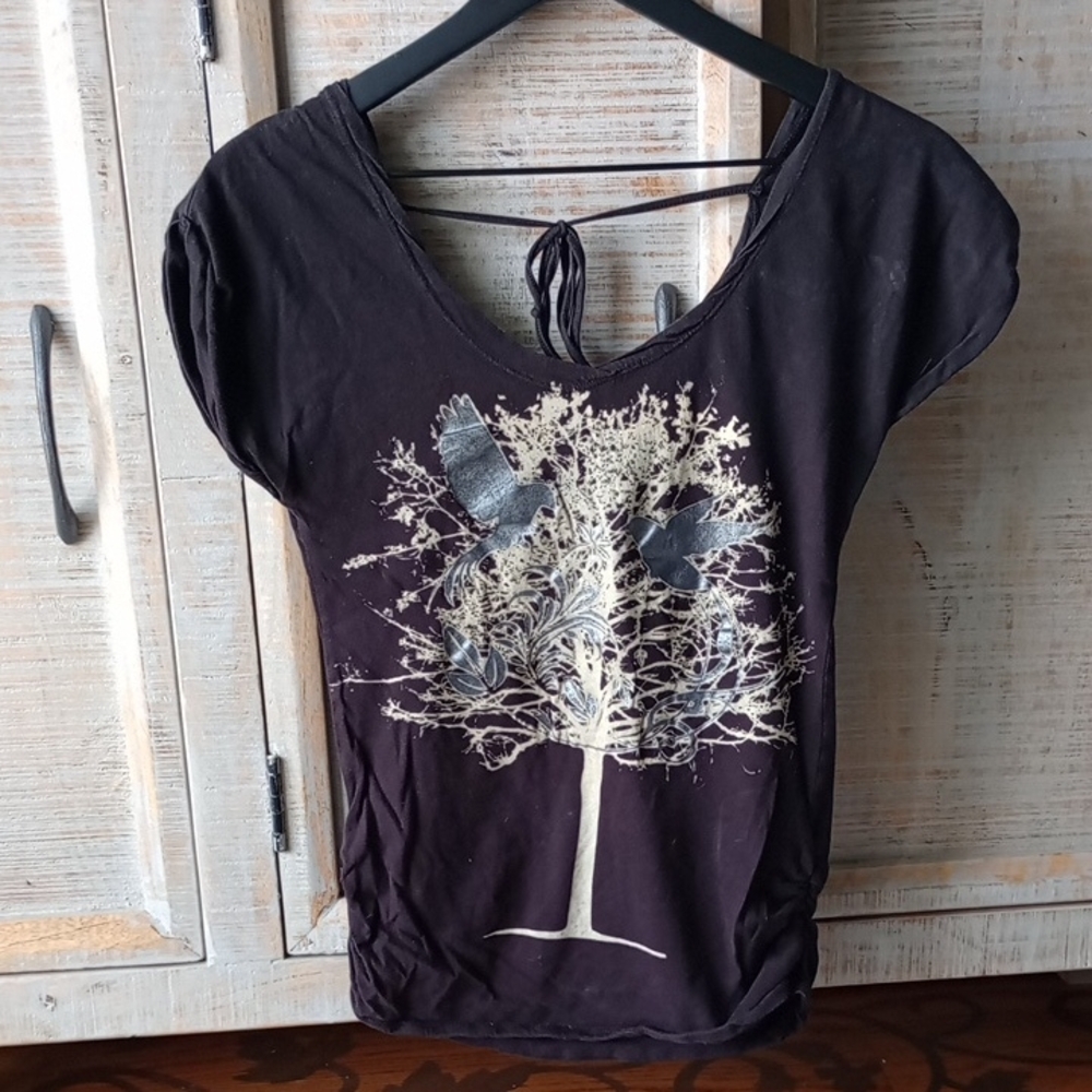 C) Miley Cyrus & Max Azria Black Tree Graphic Tee